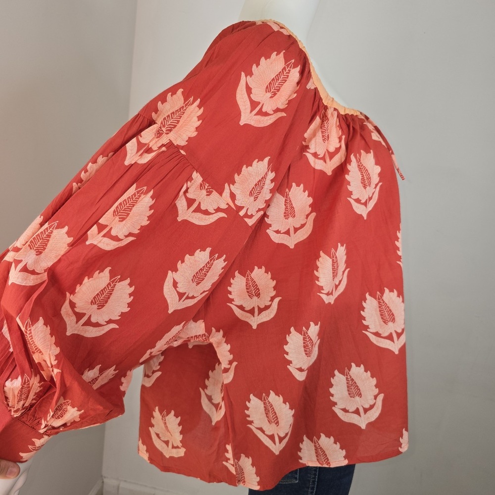 Daughters of India Ria Blouse Size S Oversized Scoop Neck Billow Sleeve NWT - Picture 7 of 13